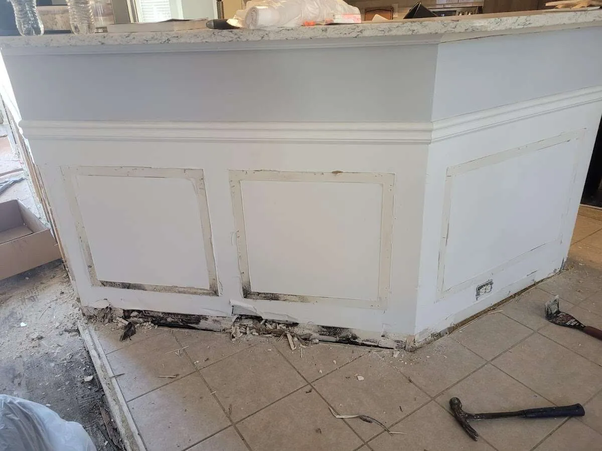 Water damage and mold on kitchen during Storm Damage Restoration in Garden Grove